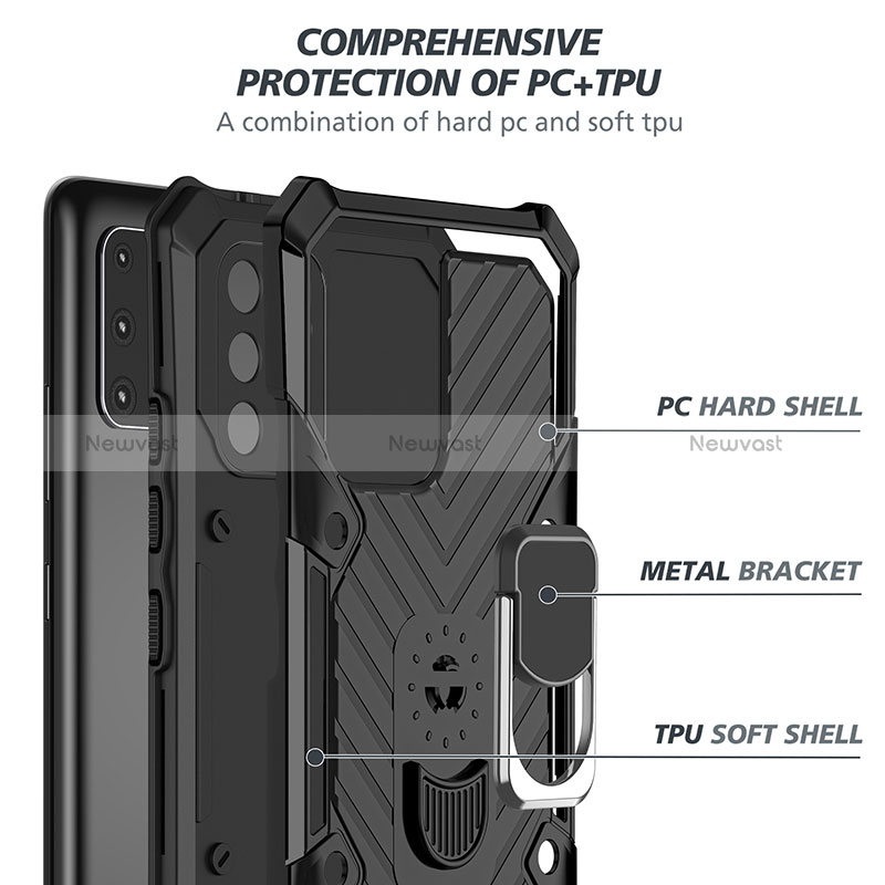 Silicone Matte Finish and Plastic Back Cover Case with Magnetic Finger Ring Stand YF1 for Samsung Galaxy S10 Lite