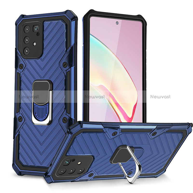 Silicone Matte Finish and Plastic Back Cover Case with Magnetic Finger Ring Stand YF1 for Samsung Galaxy S10 Lite