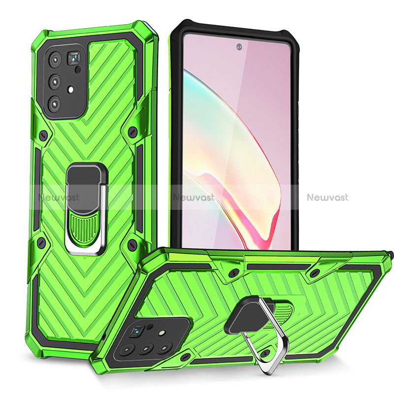 Silicone Matte Finish and Plastic Back Cover Case with Magnetic Finger Ring Stand YF1 for Samsung Galaxy S10 Lite