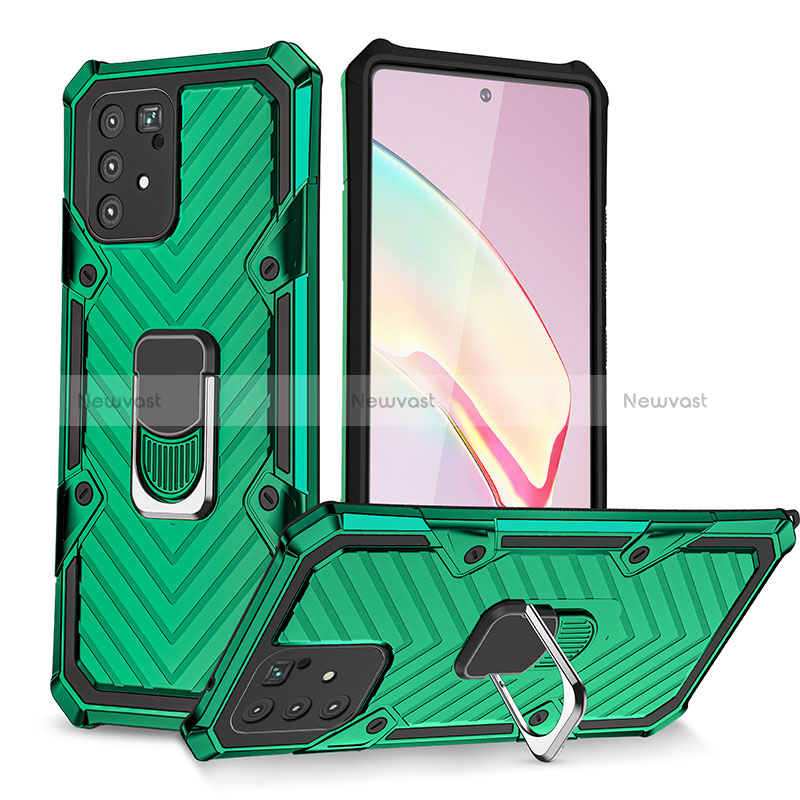 Silicone Matte Finish and Plastic Back Cover Case with Magnetic Finger Ring Stand YF1 for Samsung Galaxy S10 Lite