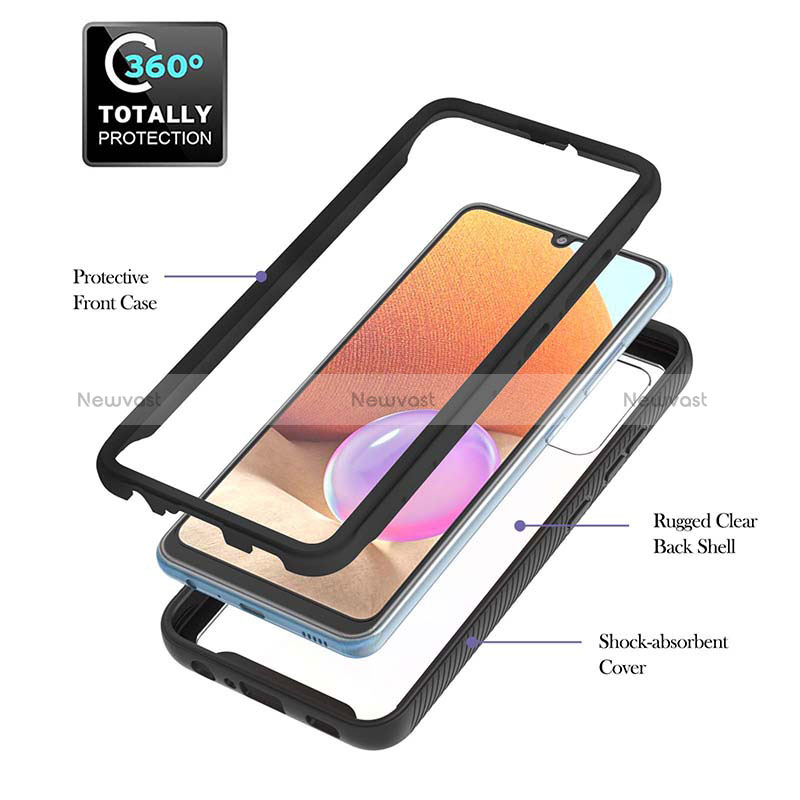 Silicone Matte Finish and Plastic Back Cover Case with Magnetic Finger Ring Stand ZJ1 for Samsung Galaxy A32 5G