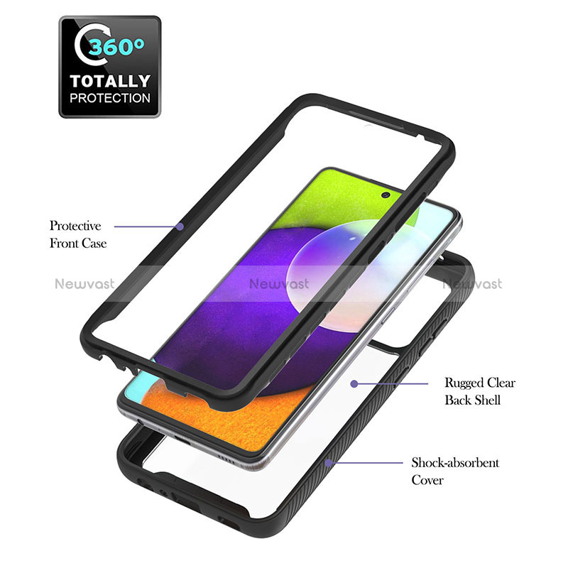 Silicone Matte Finish and Plastic Back Cover Case with Magnetic Finger Ring Stand ZJ1 for Samsung Galaxy A52 5G