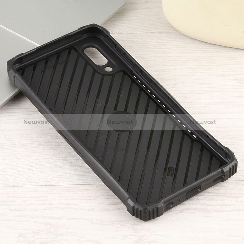 Silicone Matte Finish and Plastic Back Cover Case with Magnetic Finger Ring Stand ZJ1 for Samsung Galaxy M02