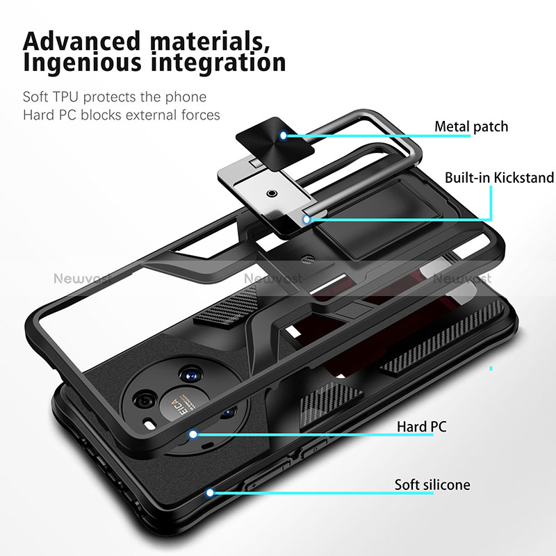 Silicone Matte Finish and Plastic Back Cover Case with Magnetic Finger Ring Stand ZL1 for Huawei Mate 40