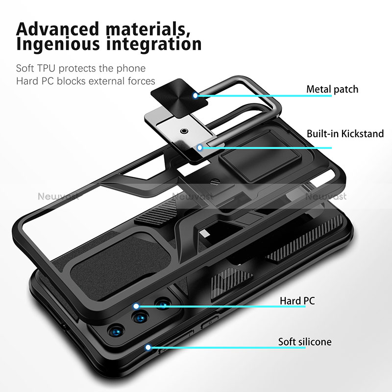 Silicone Matte Finish and Plastic Back Cover Case with Magnetic Finger Ring Stand ZL1 for Huawei P40