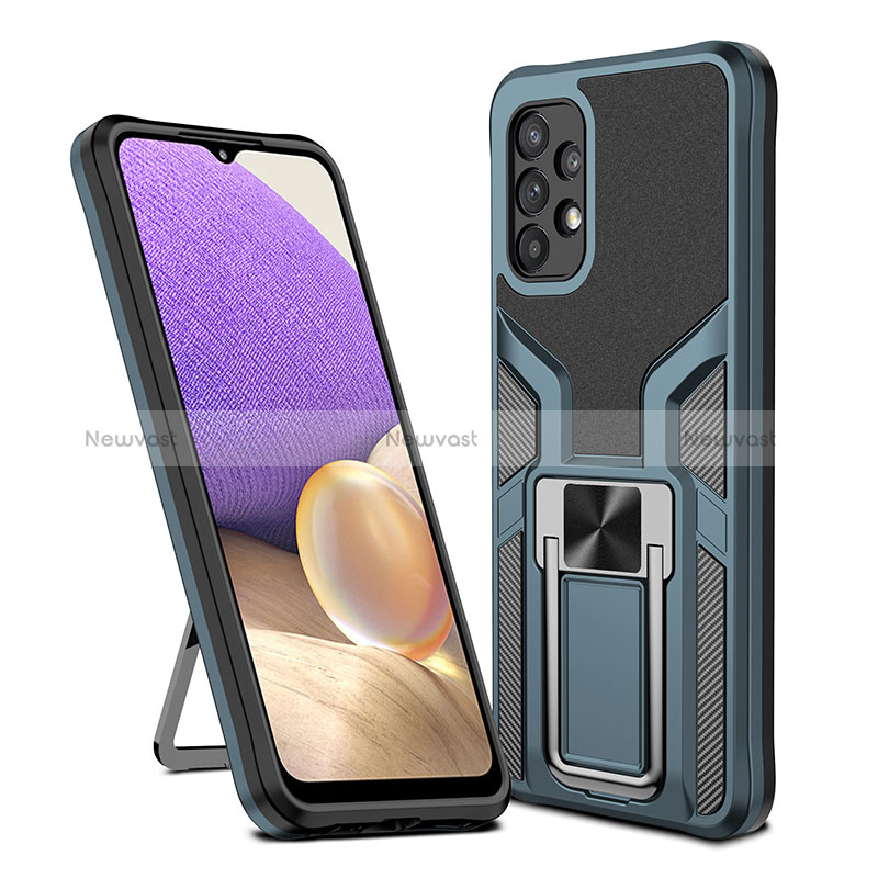 Silicone Matte Finish and Plastic Back Cover Case with Magnetic Finger Ring Stand ZL1 for Samsung Galaxy A32 5G