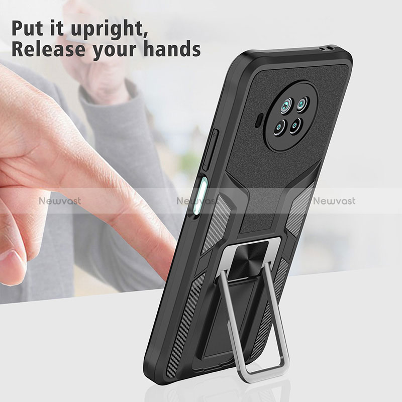 Silicone Matte Finish and Plastic Back Cover Case with Magnetic Finger Ring Stand ZL1 for Xiaomi Mi 10T Lite 5G