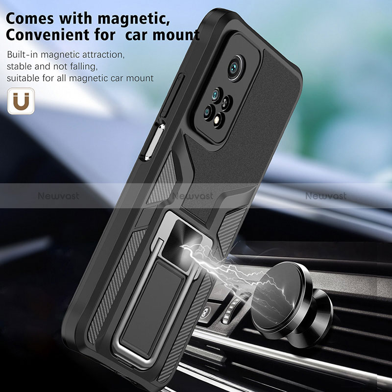 Silicone Matte Finish and Plastic Back Cover Case with Magnetic Finger Ring Stand ZL1 for Xiaomi Redmi K30S 5G