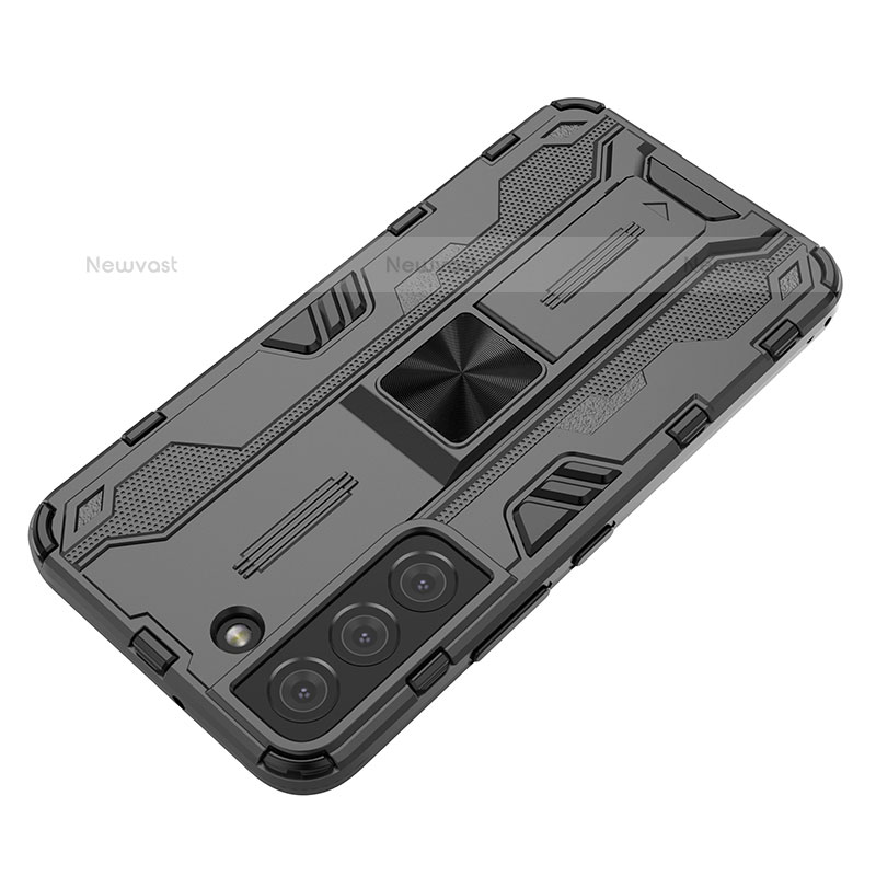 Silicone Matte Finish and Plastic Back Cover Case with Magnetic Stand A01 for Samsung Galaxy S21 Plus 5G