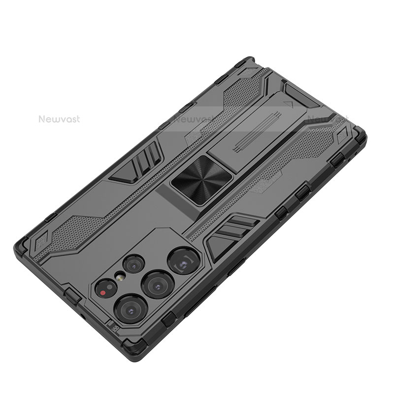 Silicone Matte Finish and Plastic Back Cover Case with Magnetic Stand A01 for Samsung Galaxy S23 Ultra 5G