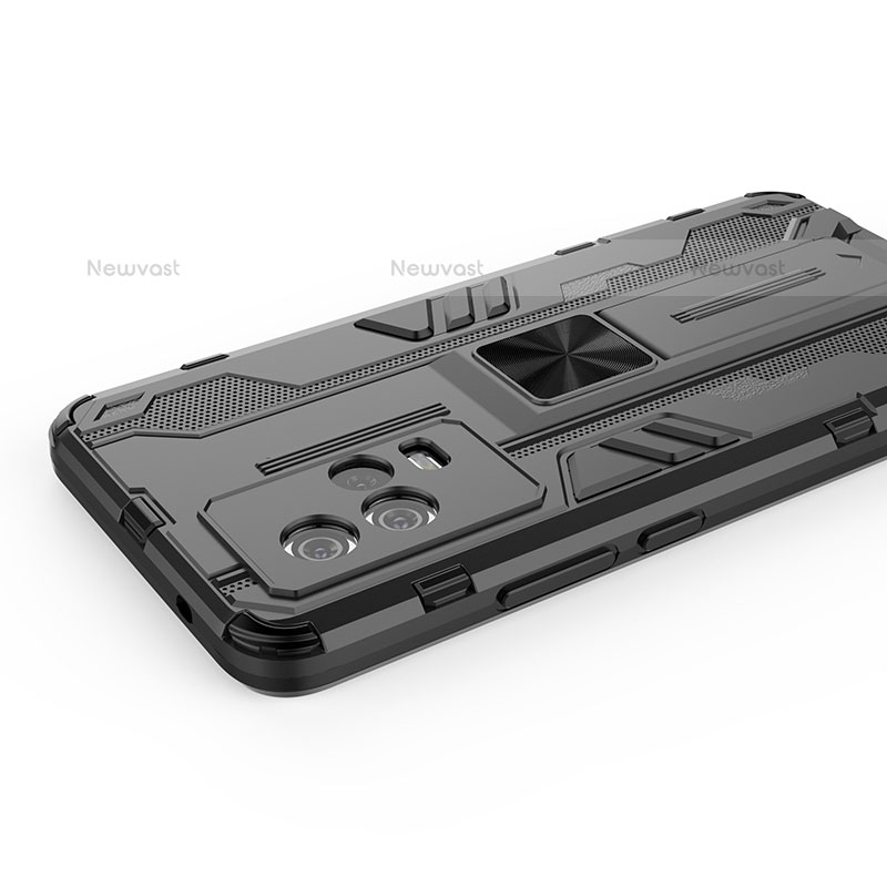 Silicone Matte Finish and Plastic Back Cover Case with Magnetic Stand A01 for Vivo iQOO 8 5G