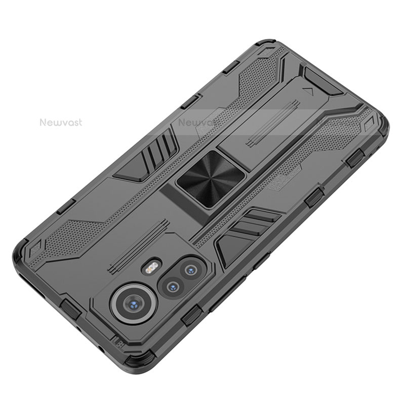 Silicone Matte Finish and Plastic Back Cover Case with Magnetic Stand A01 for Xiaomi Mi 12S 5G