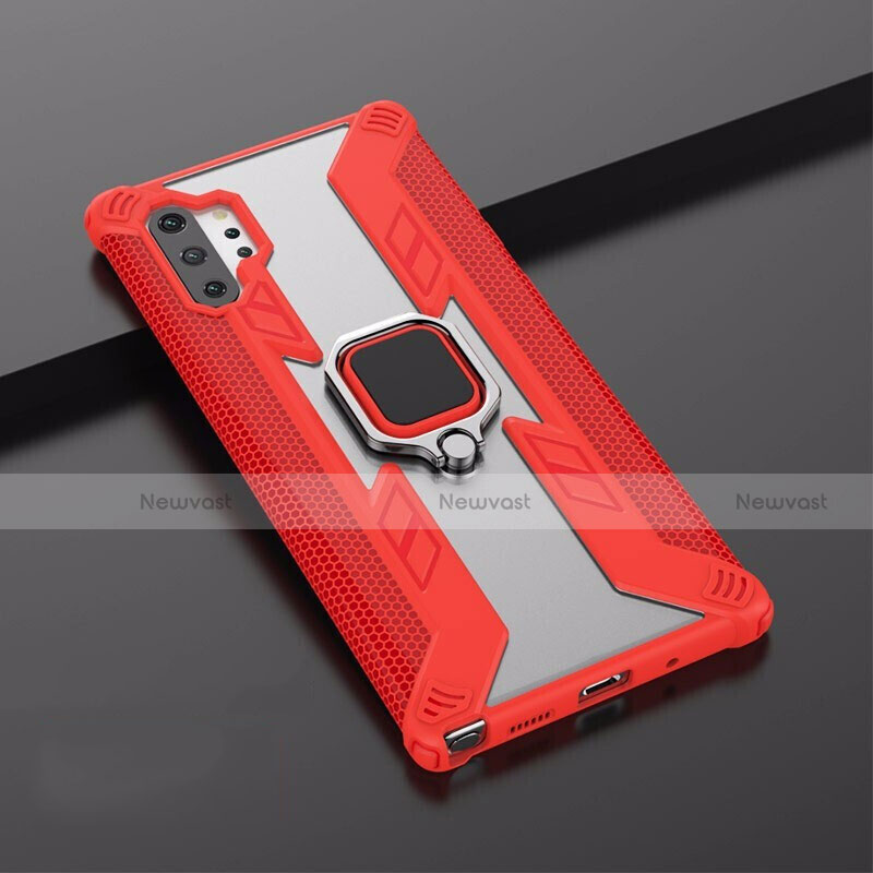 Silicone Matte Finish and Plastic Back Cover Case with Magnetic Stand A02 for Samsung Galaxy Note 10 Plus