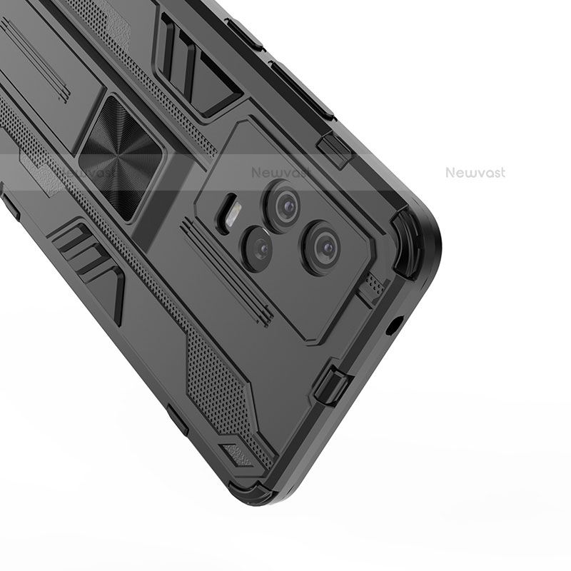 Silicone Matte Finish and Plastic Back Cover Case with Magnetic Stand A02 for Vivo iQOO 8 Pro 5G