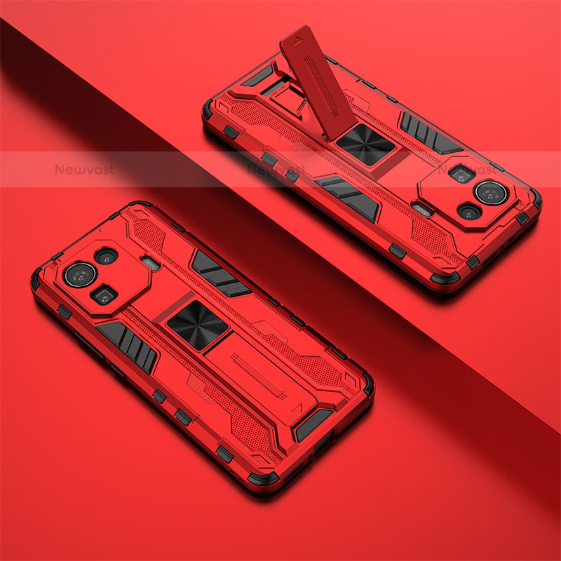 Silicone Matte Finish and Plastic Back Cover Case with Magnetic Stand A02 for Xiaomi Mi 11 Pro 5G