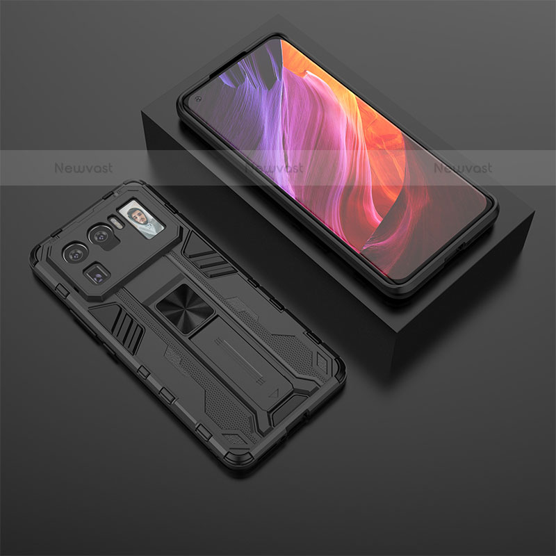 Silicone Matte Finish and Plastic Back Cover Case with Magnetic Stand A02 for Xiaomi Mi 11 Ultra 5G