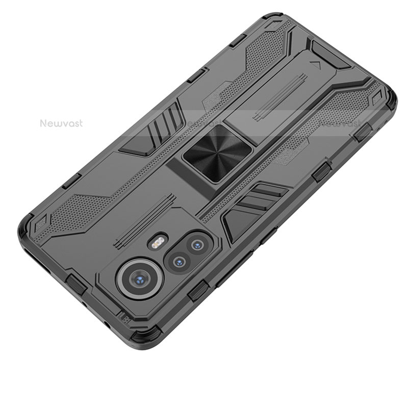 Silicone Matte Finish and Plastic Back Cover Case with Magnetic Stand A02 for Xiaomi Mi 12 Lite 5G