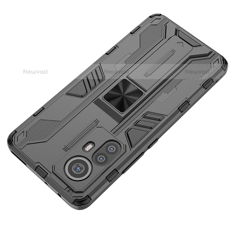 Silicone Matte Finish and Plastic Back Cover Case with Magnetic Stand A02 for Xiaomi Mi 12 Pro 5G