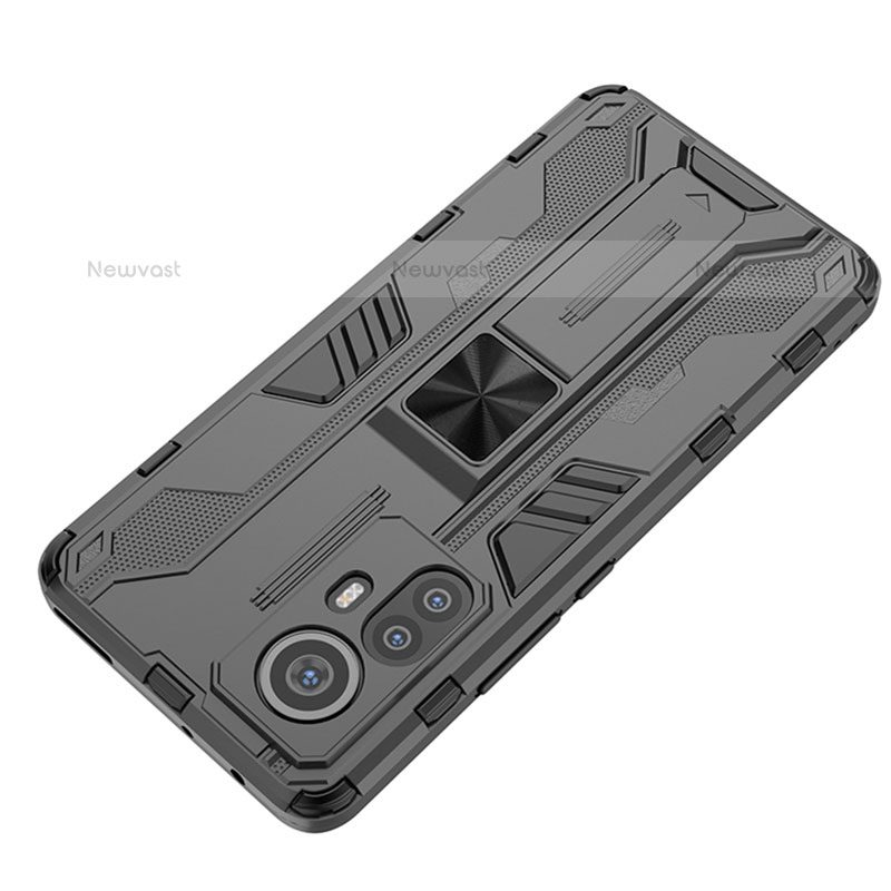 Silicone Matte Finish and Plastic Back Cover Case with Magnetic Stand A02 for Xiaomi Mi 12S 5G