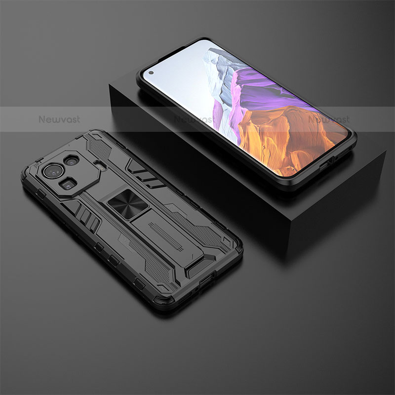 Silicone Matte Finish and Plastic Back Cover Case with Magnetic Stand A03 for Xiaomi Mi 11 Pro 5G
