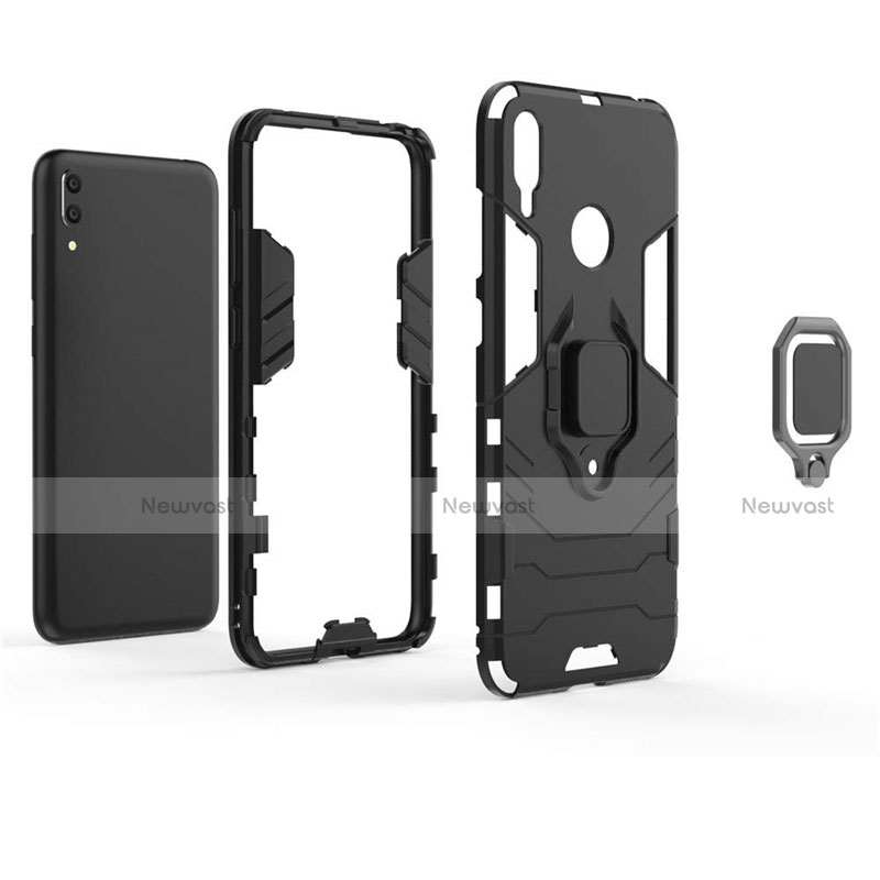 Silicone Matte Finish and Plastic Back Cover Case with Magnetic Stand for Huawei Enjoy 9