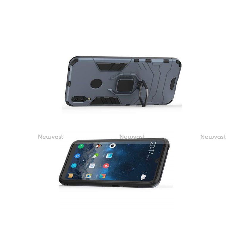 Silicone Matte Finish and Plastic Back Cover Case with Magnetic Stand for Huawei Enjoy 9