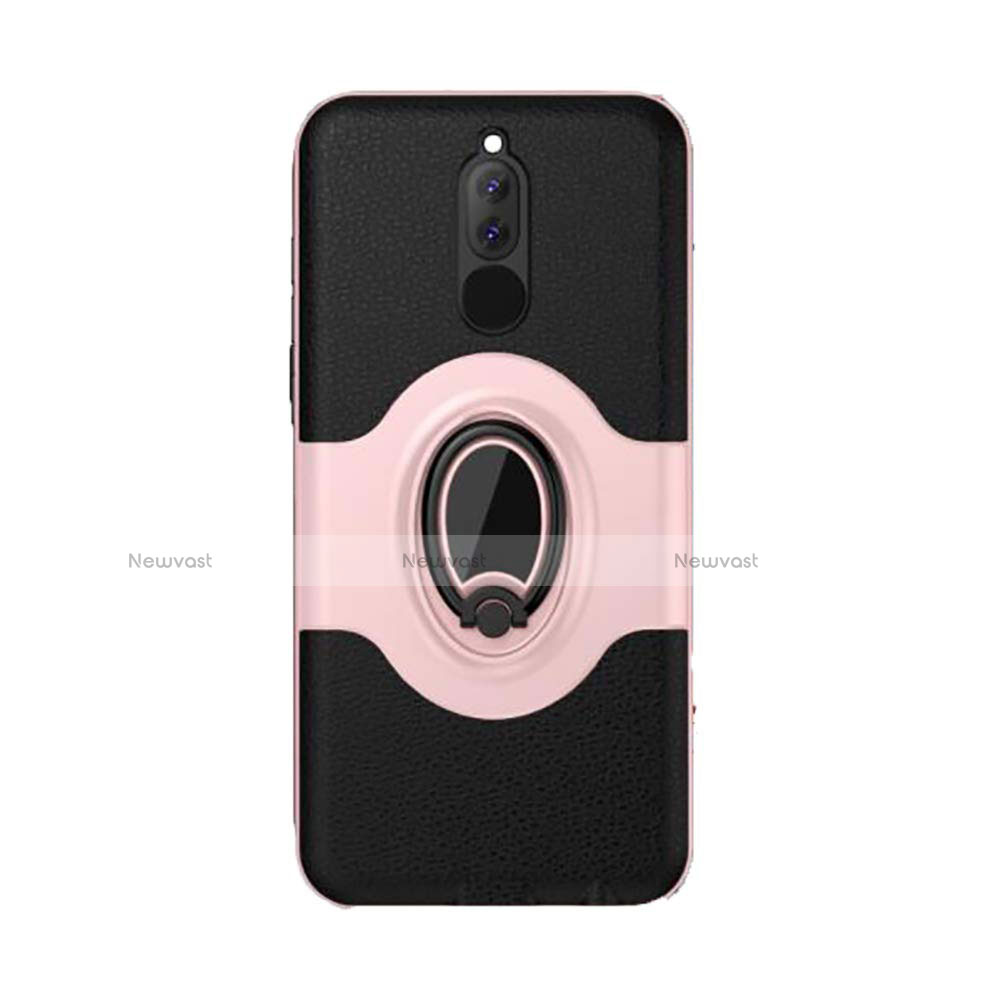 Silicone Matte Finish and Plastic Back Cover Case with Magnetic Stand for Huawei Mate 10 Lite