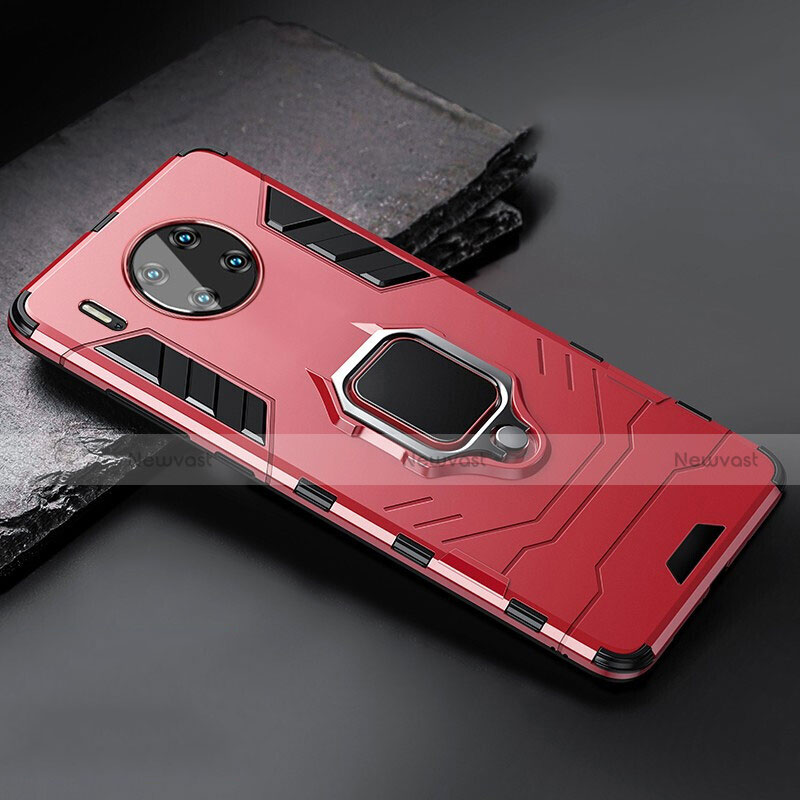 Silicone Matte Finish and Plastic Back Cover Case with Magnetic Stand for Huawei Mate 30 Pro