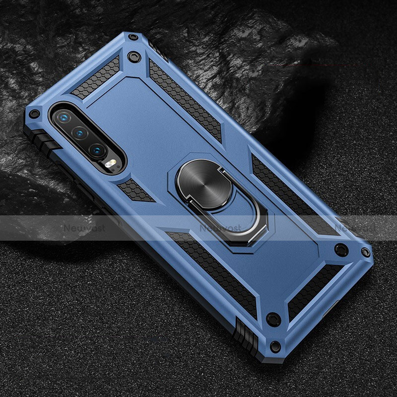 Silicone Matte Finish and Plastic Back Cover Case with Magnetic Stand for Huawei P30