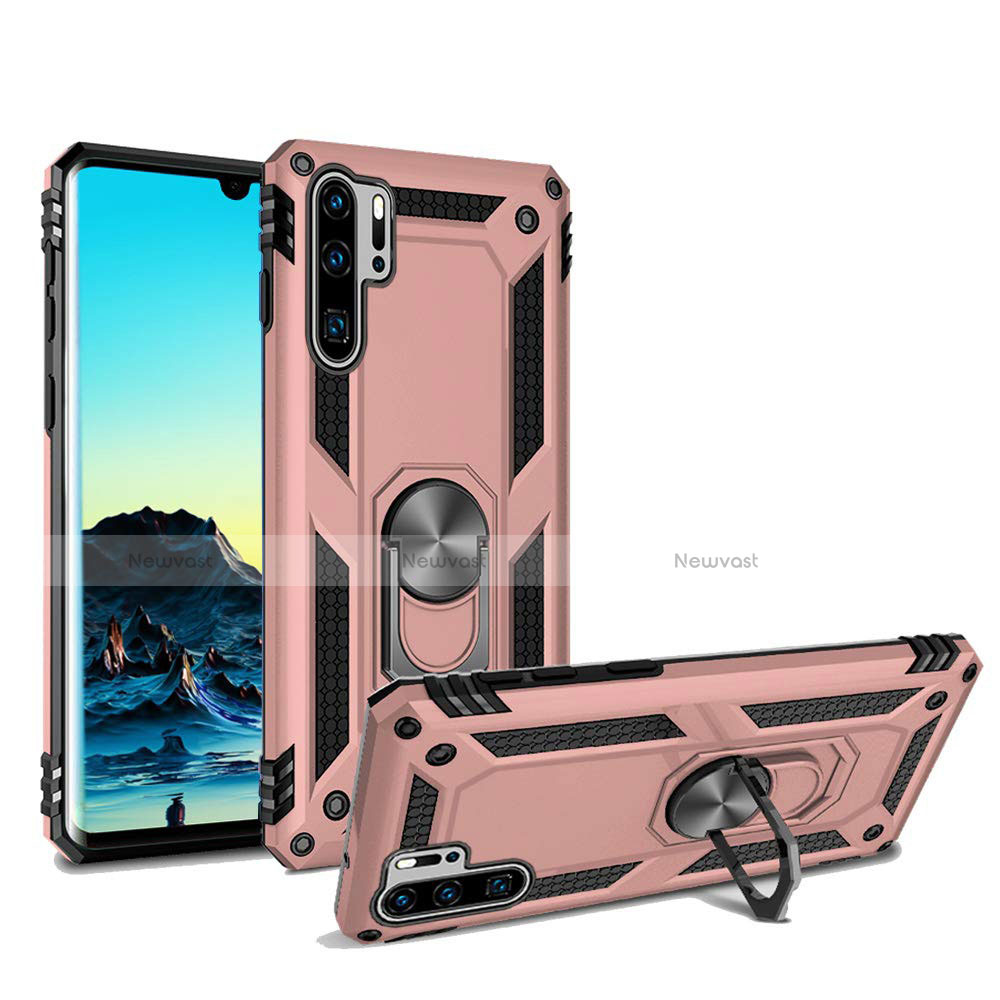 Silicone Matte Finish and Plastic Back Cover Case with Magnetic Stand for Huawei P30 Pro