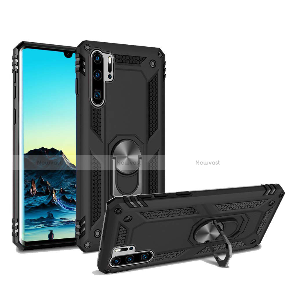 Silicone Matte Finish and Plastic Back Cover Case with Magnetic Stand for Huawei P30 Pro New Edition
