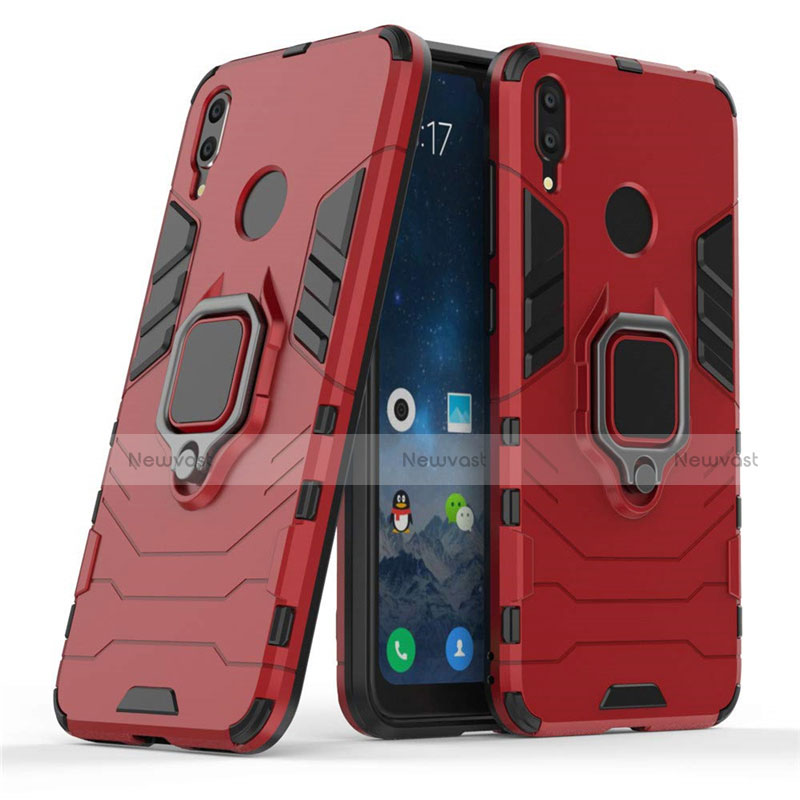 Silicone Matte Finish and Plastic Back Cover Case with Magnetic Stand for Huawei Y7 (2019)