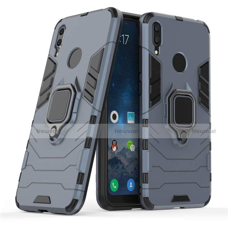 Silicone Matte Finish and Plastic Back Cover Case with Magnetic Stand for Huawei Y7 (2019)