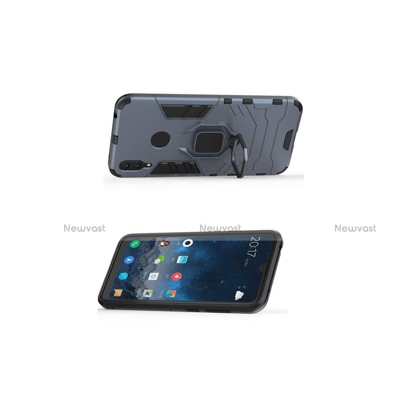 Silicone Matte Finish and Plastic Back Cover Case with Magnetic Stand for Huawei Y7 (2019)