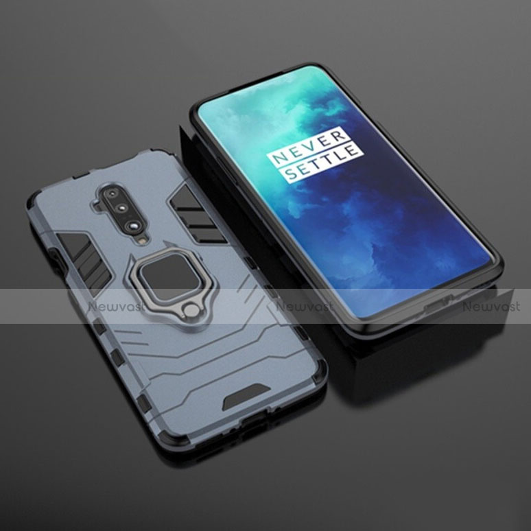 Silicone Matte Finish and Plastic Back Cover Case with Magnetic Stand for OnePlus 7T Pro