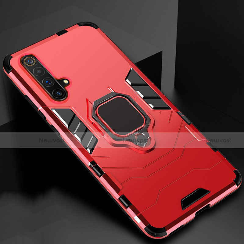 Silicone Matte Finish and Plastic Back Cover Case with Magnetic Stand for Realme X3 SuperZoom Red
