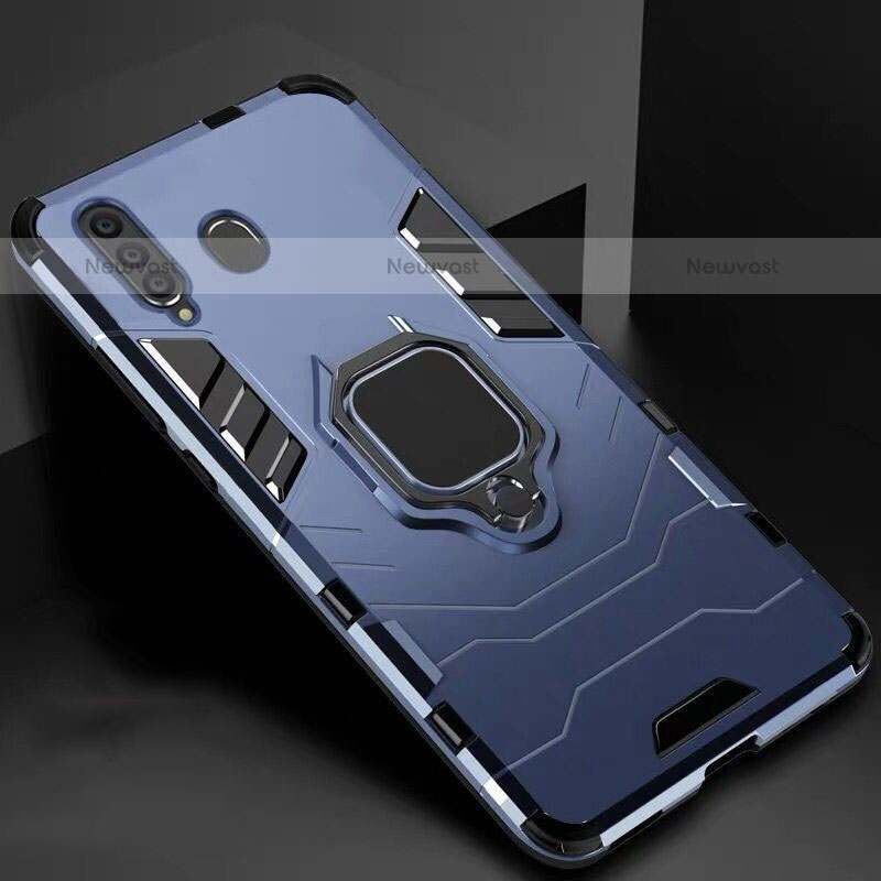 Silicone Matte Finish and Plastic Back Cover Case with Magnetic Stand for Samsung Galaxy M40