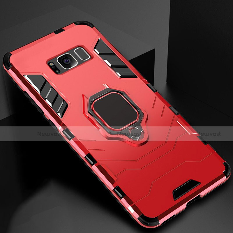 Silicone Matte Finish and Plastic Back Cover Case with Magnetic Stand for Samsung Galaxy S8