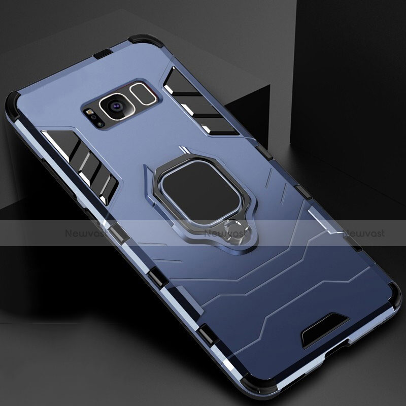 Silicone Matte Finish and Plastic Back Cover Case with Magnetic Stand for Samsung Galaxy S8 Plus