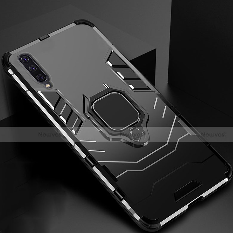 Silicone Matte Finish and Plastic Back Cover Case with Magnetic Stand for Xiaomi CC9e Black