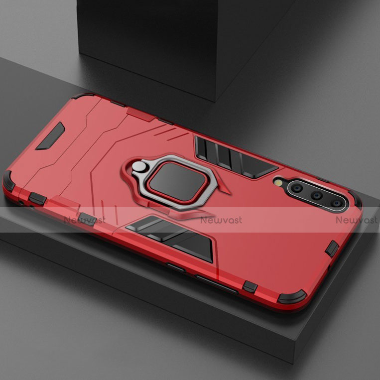 Silicone Matte Finish and Plastic Back Cover Case with Magnetic Stand for Xiaomi Mi 9 Red