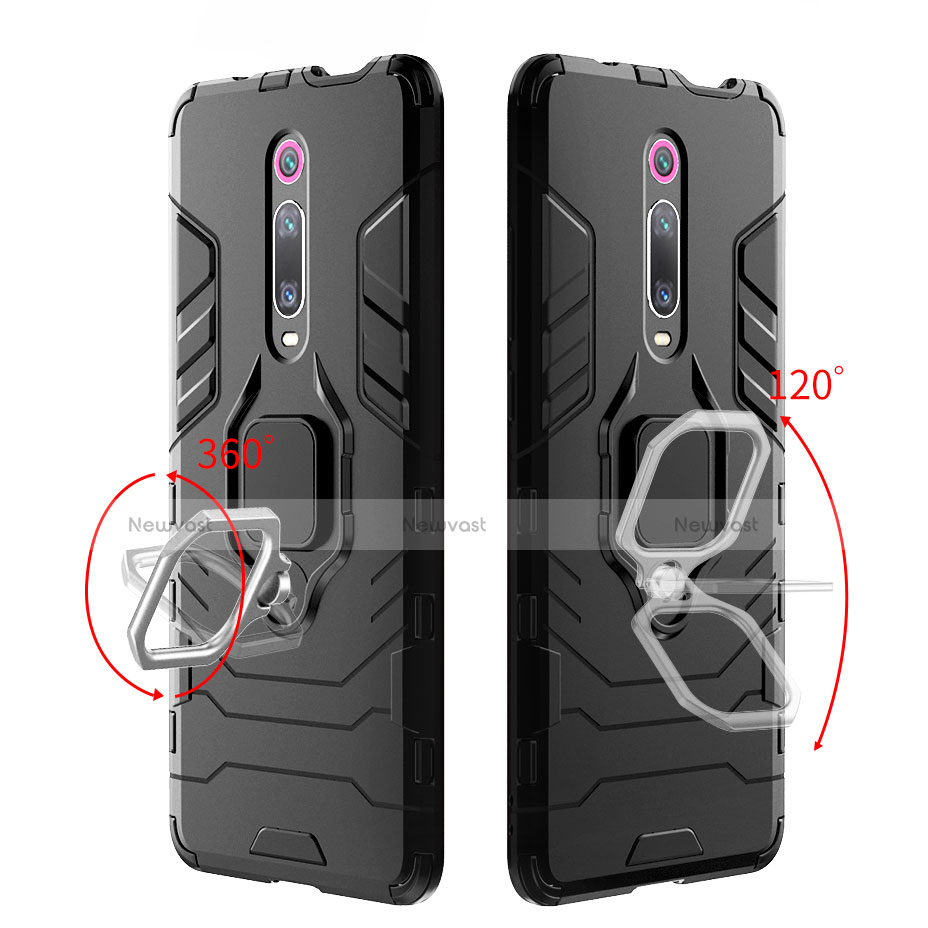 Silicone Matte Finish and Plastic Back Cover Case with Magnetic Stand for Xiaomi Mi 9T