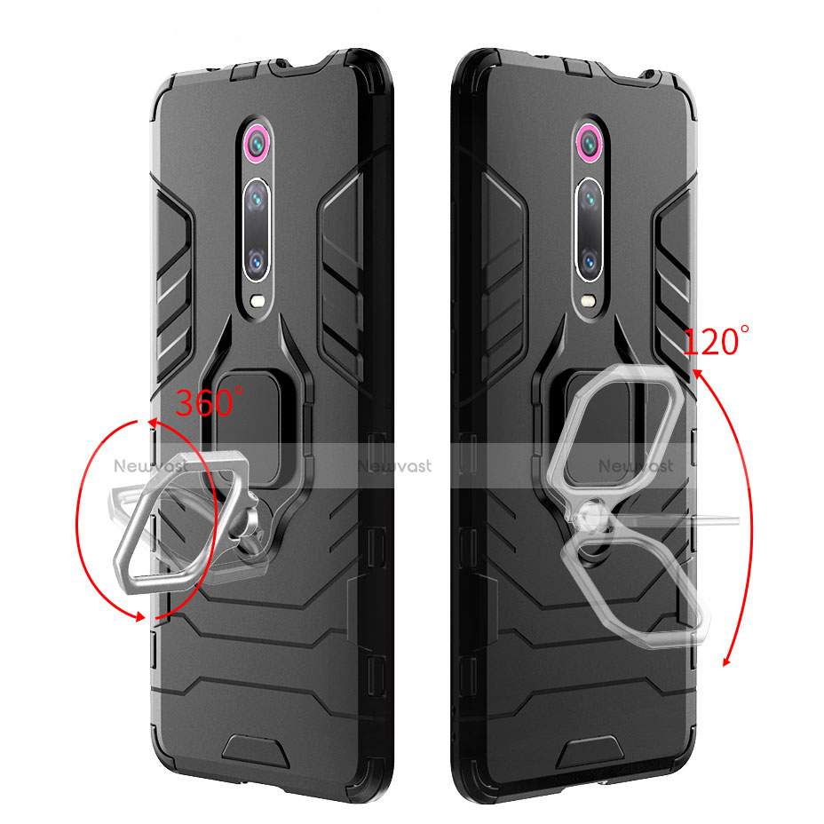 Silicone Matte Finish and Plastic Back Cover Case with Magnetic Stand for Xiaomi Mi 9T Pro