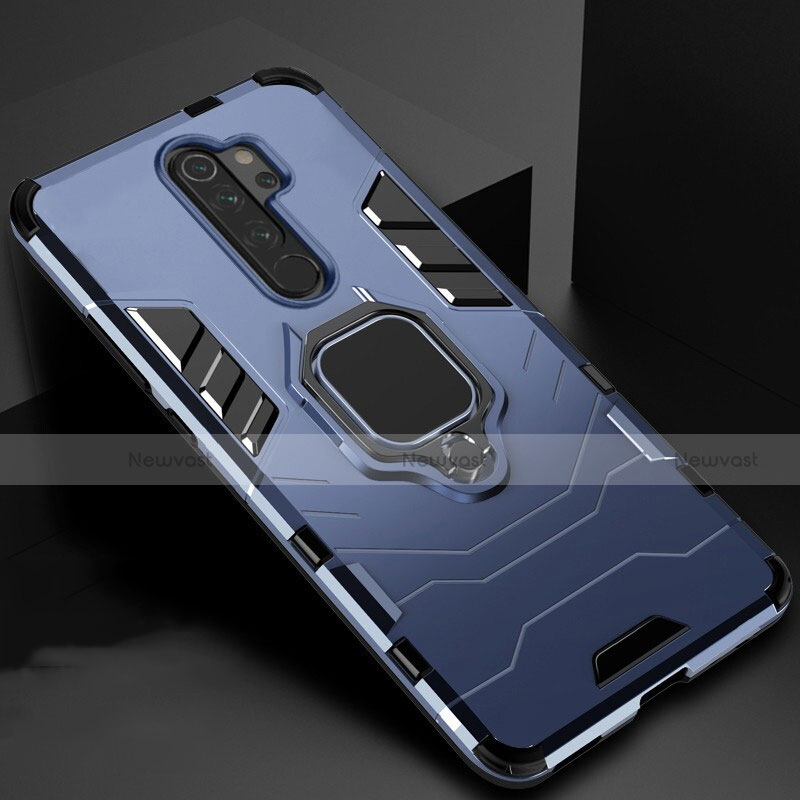 Silicone Matte Finish and Plastic Back Cover Case with Magnetic Stand for Xiaomi Redmi Note 8 Pro