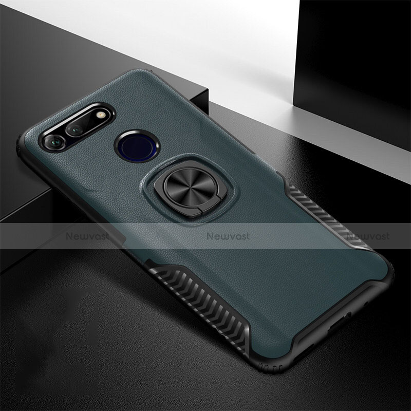 Silicone Matte Finish and Plastic Back Cover Case with Magnetic Stand H02 for Huawei Honor V20