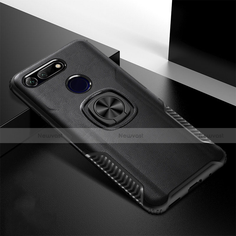 Silicone Matte Finish and Plastic Back Cover Case with Magnetic Stand H02 for Huawei Honor View 20