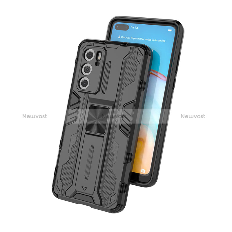 Silicone Matte Finish and Plastic Back Cover Case with Magnetic Stand KC1 for Huawei P40