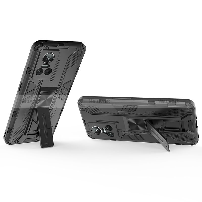 Silicone Matte Finish and Plastic Back Cover Case with Magnetic Stand KC1 for Realme GT Neo3 5G