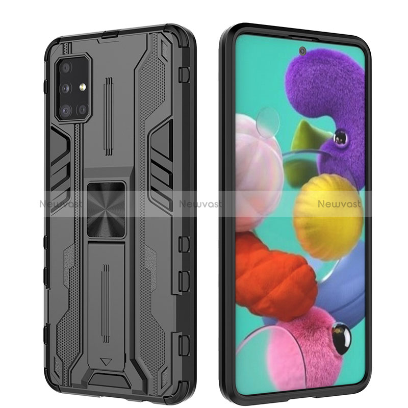 Silicone Matte Finish and Plastic Back Cover Case with Magnetic Stand KC1 for Samsung Galaxy A51 5G