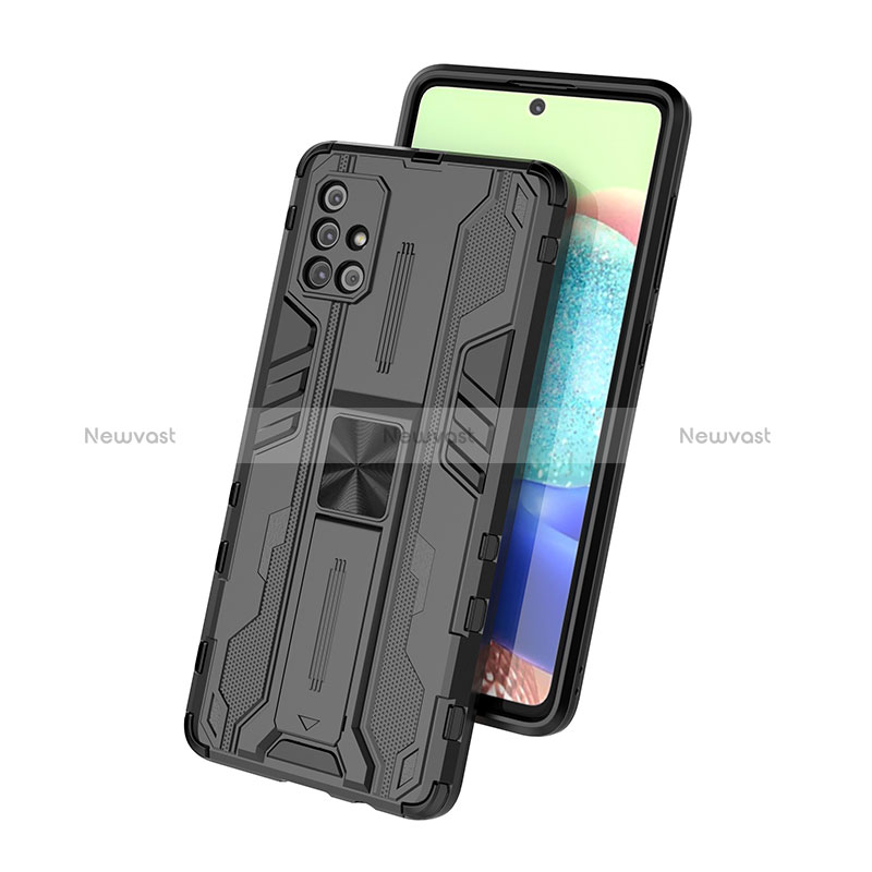 Silicone Matte Finish and Plastic Back Cover Case with Magnetic Stand KC1 for Samsung Galaxy A71 5G